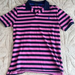 Striped Pink & Blue Casual Collar Shirt Blue Horse Polo Ralph Lauren XL (18-20)